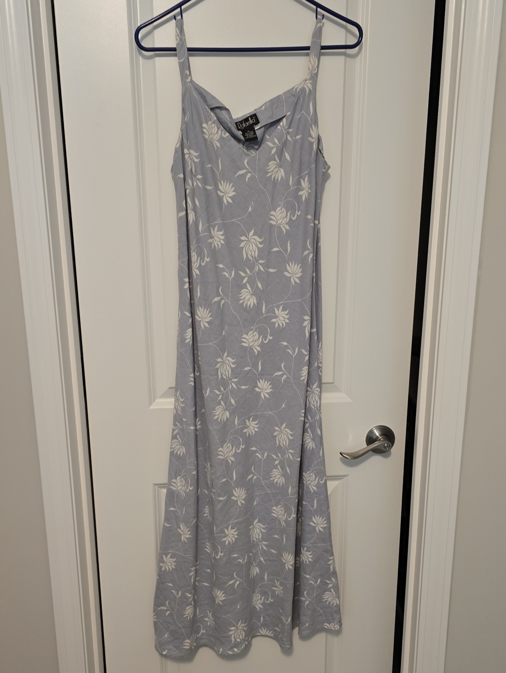 Rafaella Light Blue Maxi Slip Dress with White Floral Print